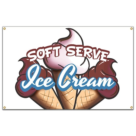 Soft Serve Ice Cream Banner Concession Stand Food Truck Single Sided